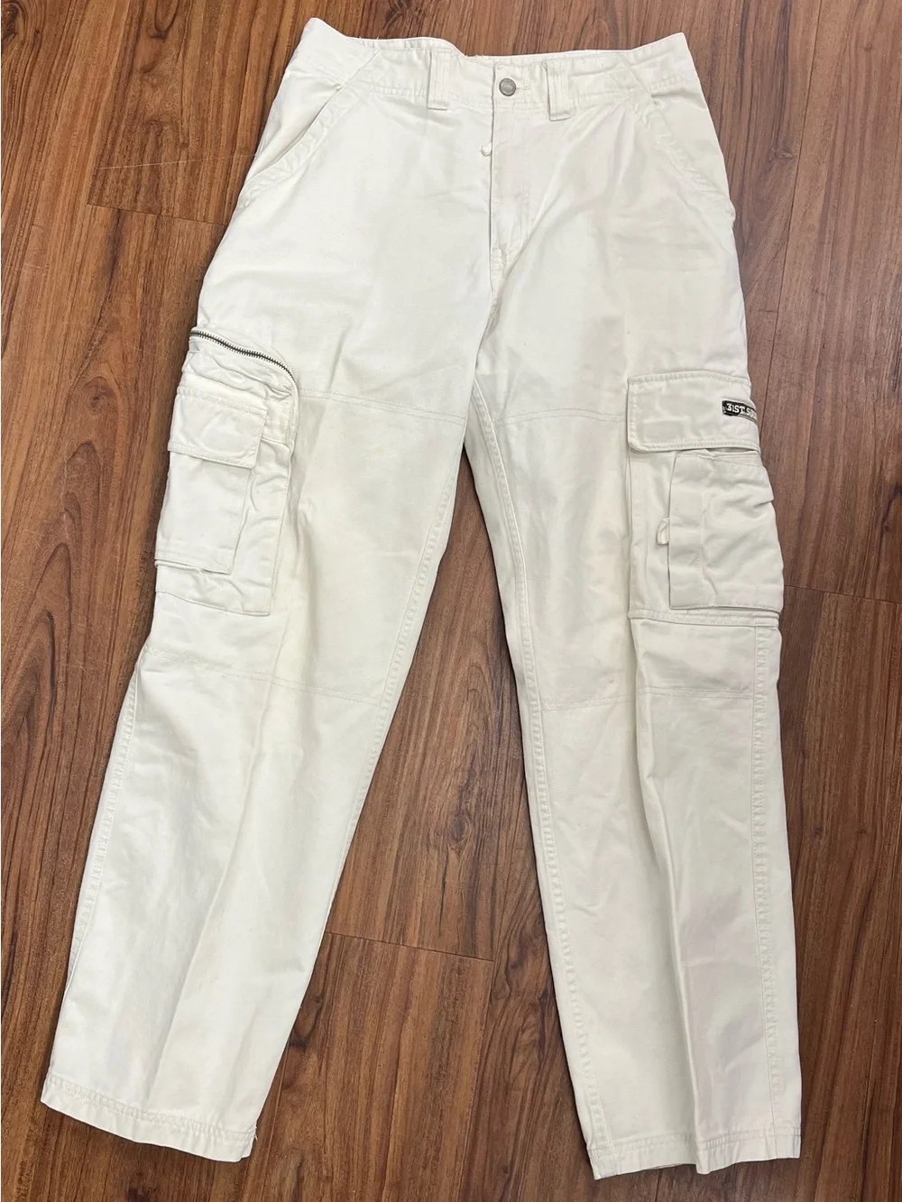 Bugle Boy White Cargo Pants with Multiple Pockets
